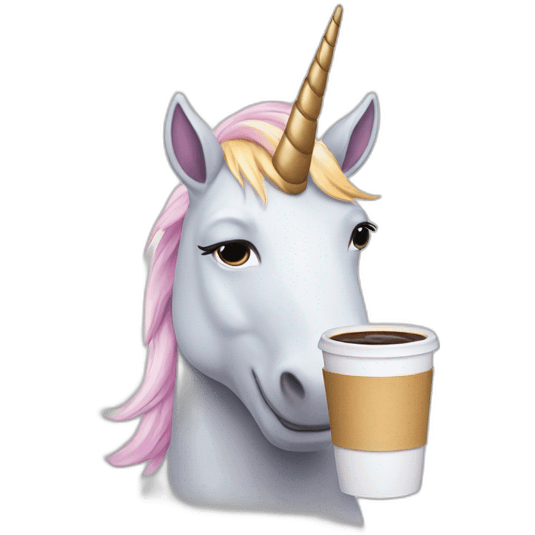 unicorn drinking coffee emoji