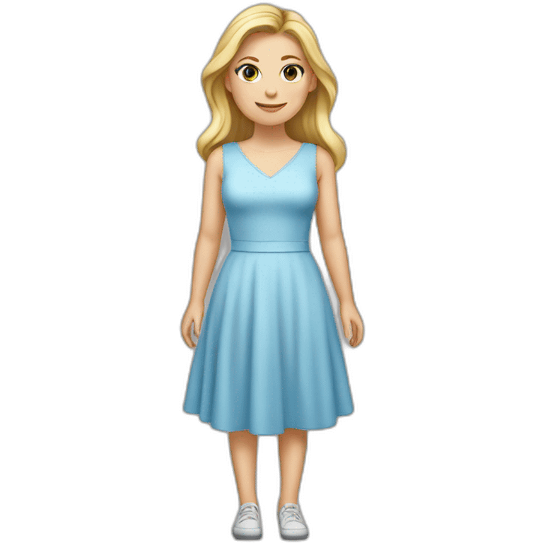 White girl wearing a light blue dress emoji