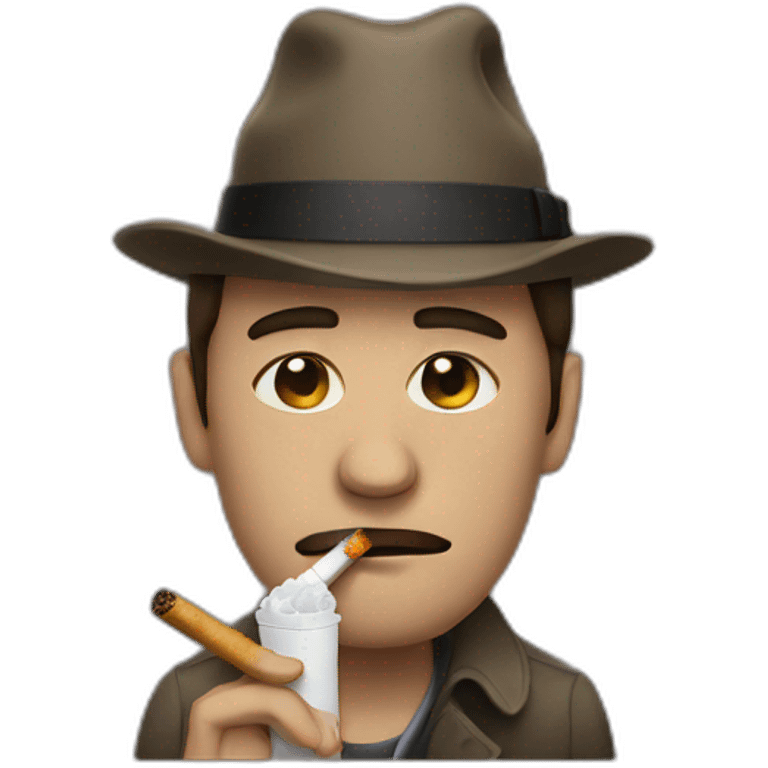 sad man with a cigarette and a hat emoji