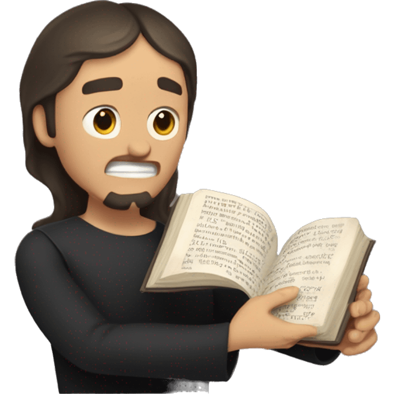 exorcista con biblia en la mano y una cruz emoji