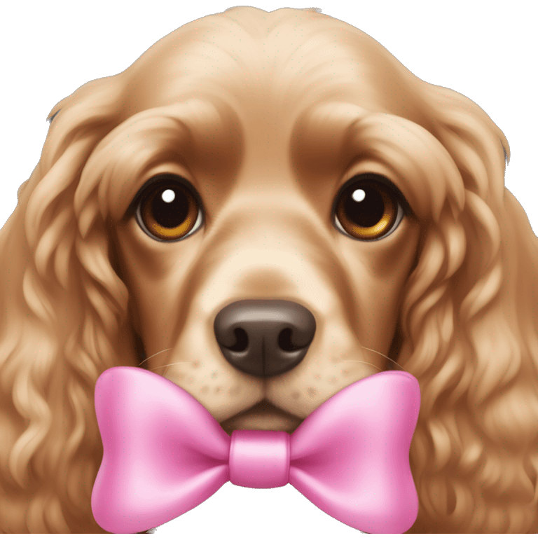 Cocker spaniel with a pink bow on the top head emoji