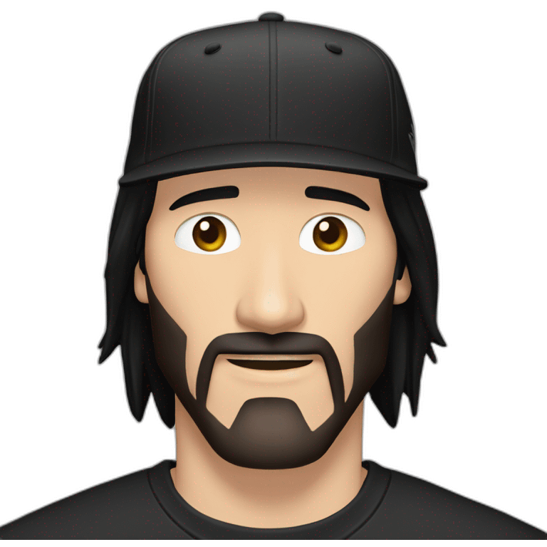 keanu reeves with a black addidas cap emoji