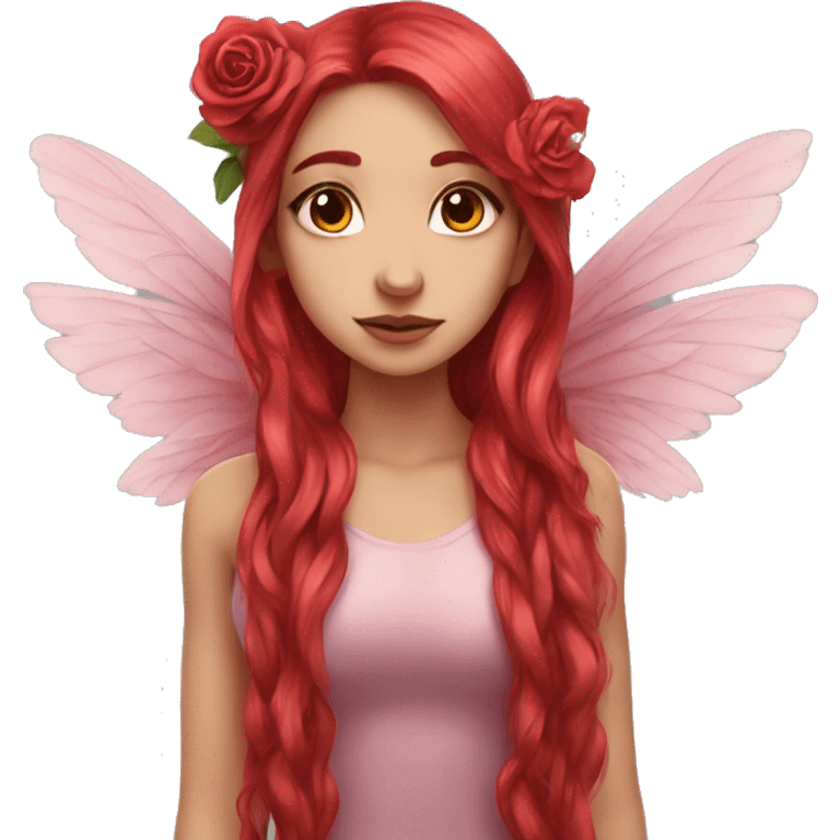 big wings, rose, Beautiful, fairy, red, long hair emoji