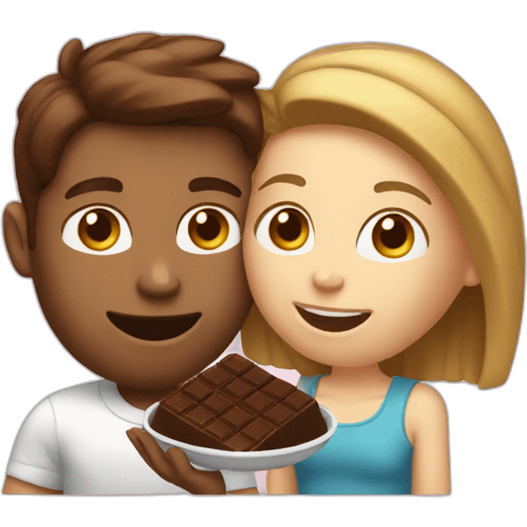 white couple eating chocolat emoji