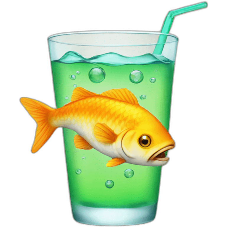 Fish with a drink emoji