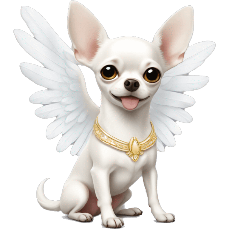 White Chihuahua with angel wings emoji