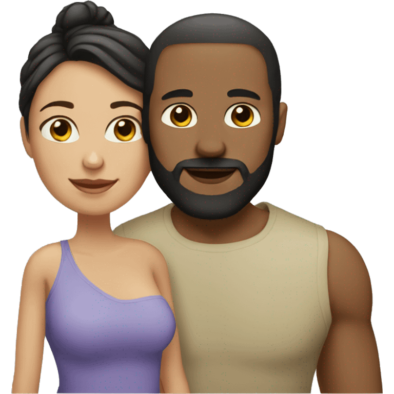 mixed couple , husband has white skin with a beard and wife is black emoji