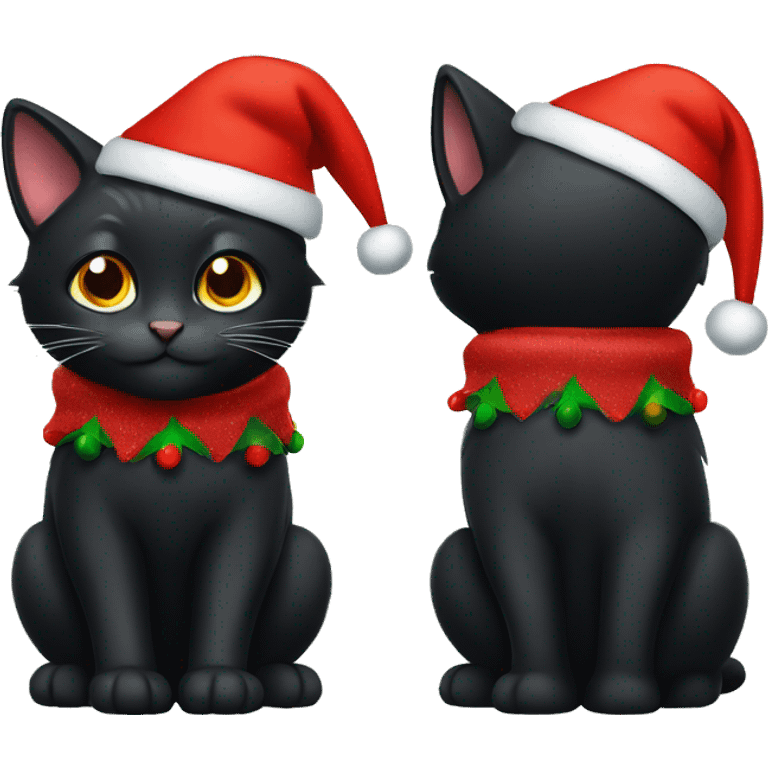 Black cat with Christmas hat emoji