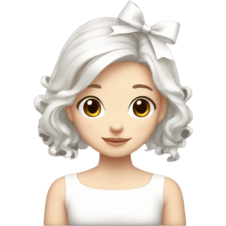 Cute white ribbon hair girl emoji