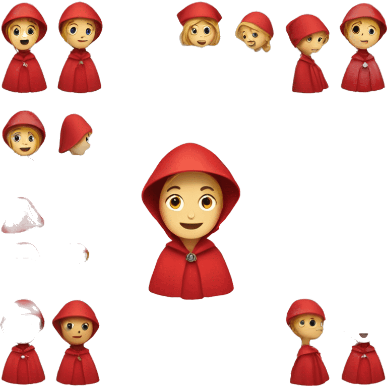 caucasian Handmaids tale wearing red bonnet and red cape emoji emoji