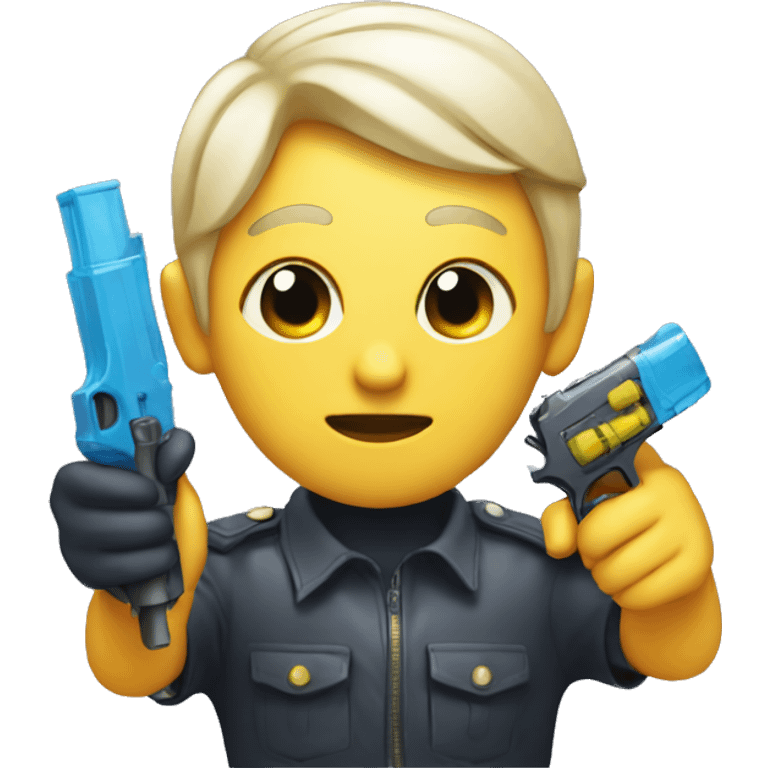 a face holding a water pistol next to its head emoji