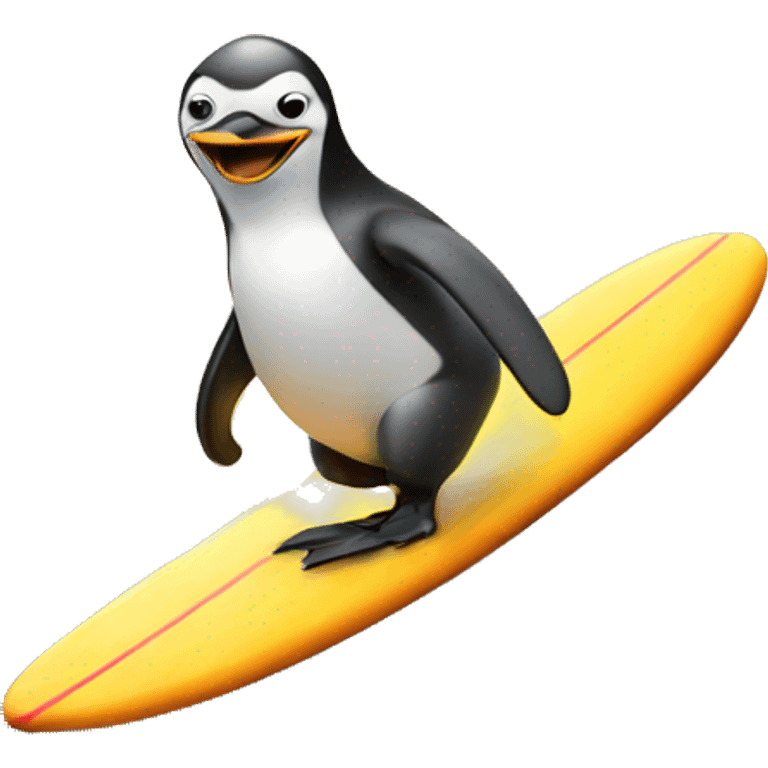 Penguin riding a surfboard emoji