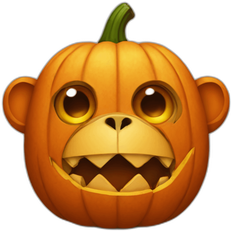 monkey with a halloween pumpkin head emoji