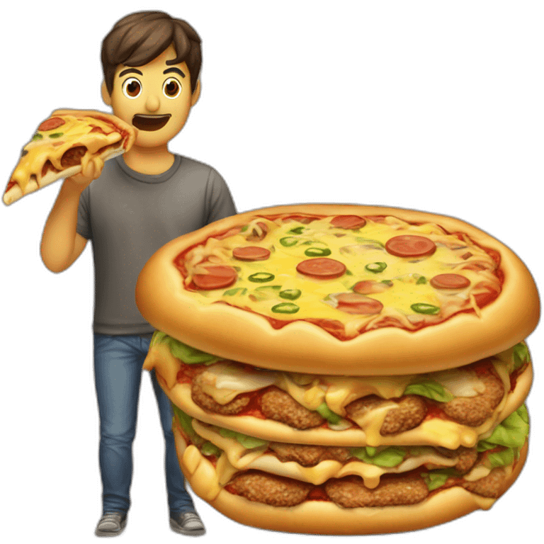 Tortu qui mange une pizza avec un burger dessu emoji