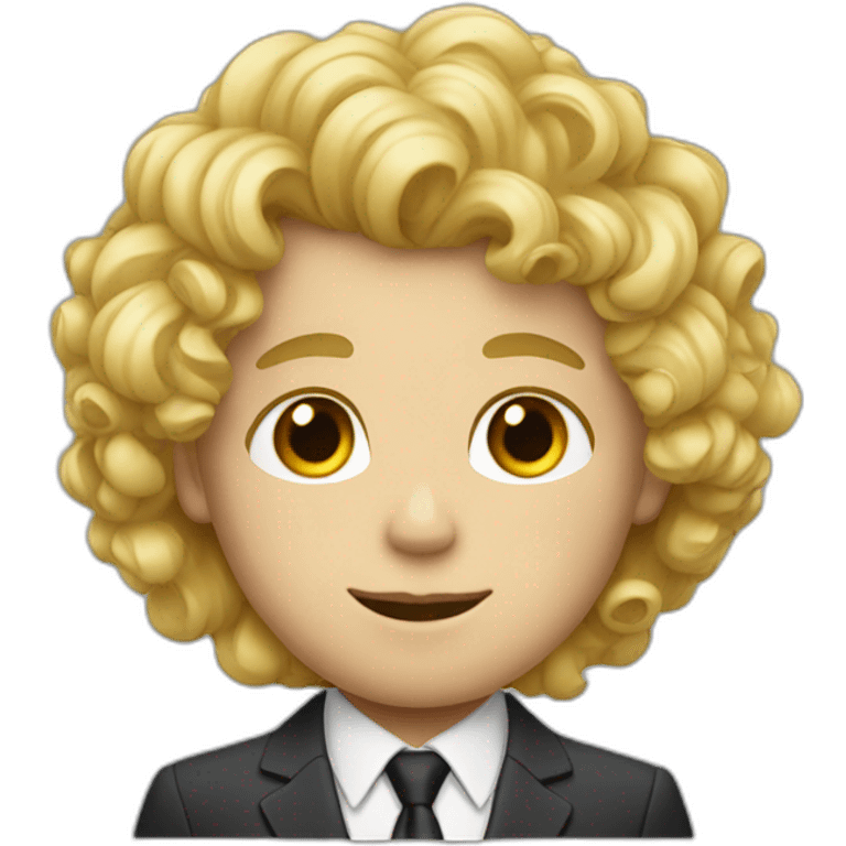 blond boy in suit curly hair emoji