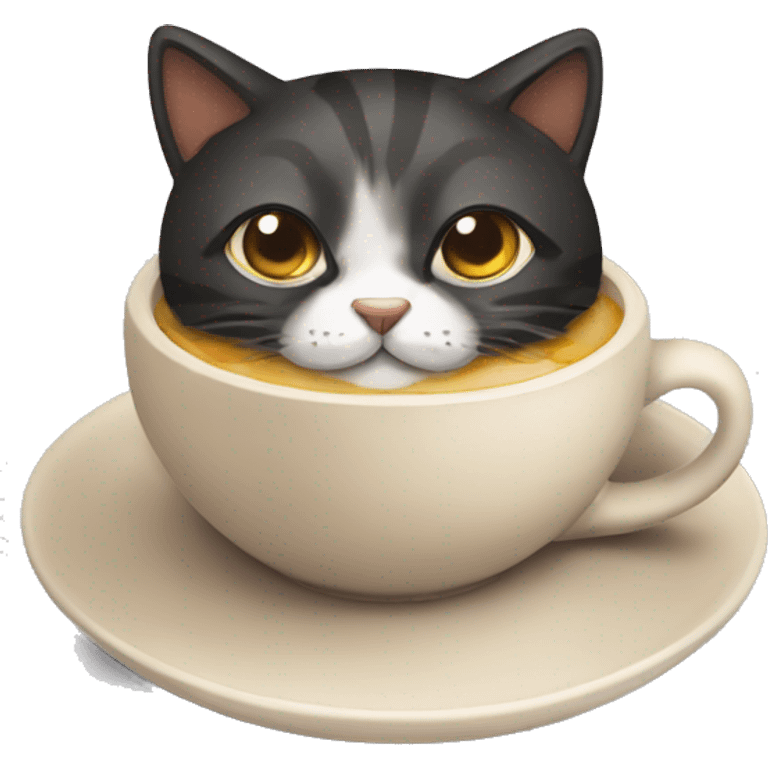 Gato cafe con negro emoji