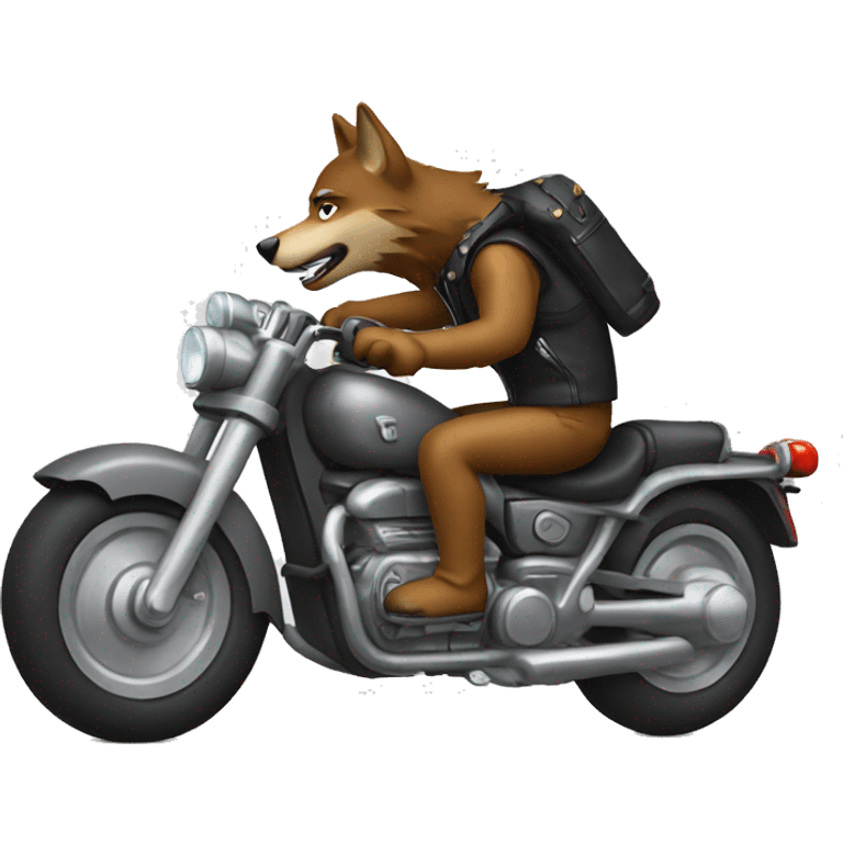 Wolf riding a motorcycle  emoji