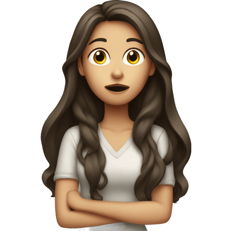 a long hair brunette girl doing shhh emoji