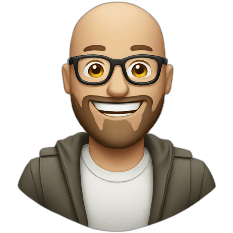 laughing bald man with beard with glasses emoji