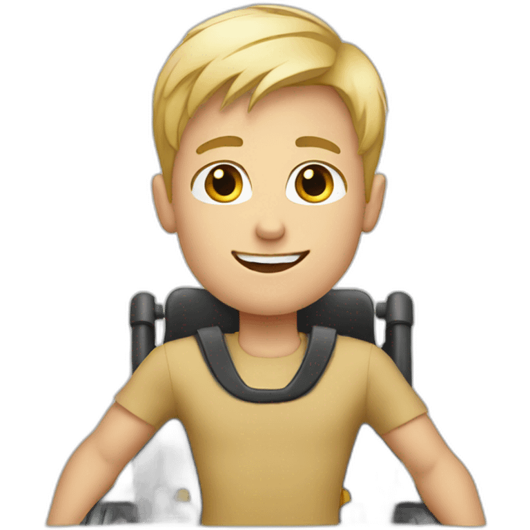 blonde boy in powered wheelchair emoji