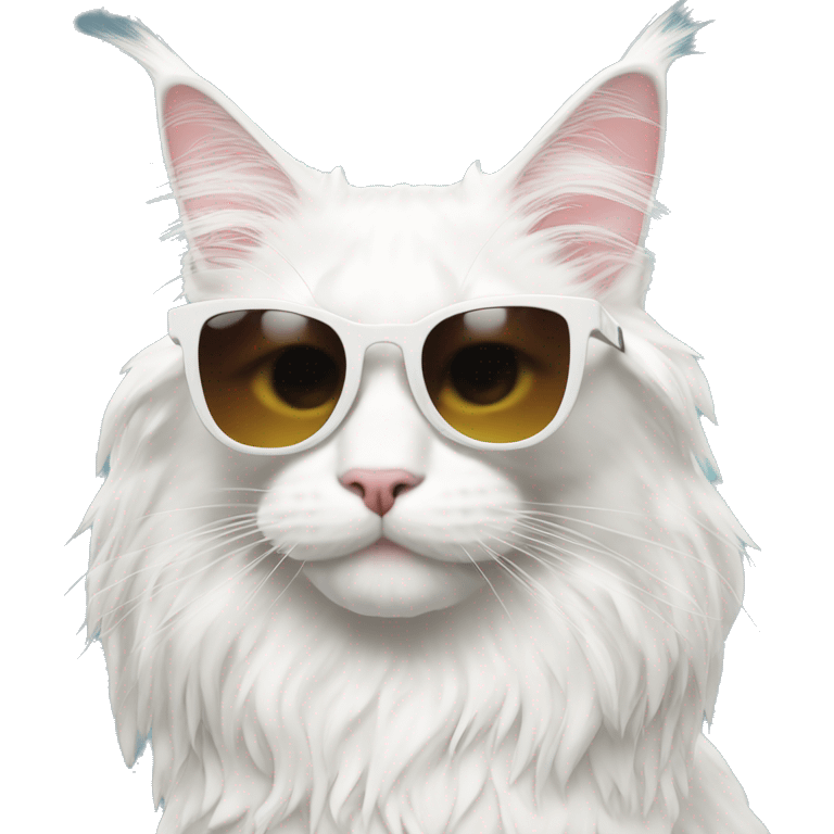 White maine coon with sunglasses emoji