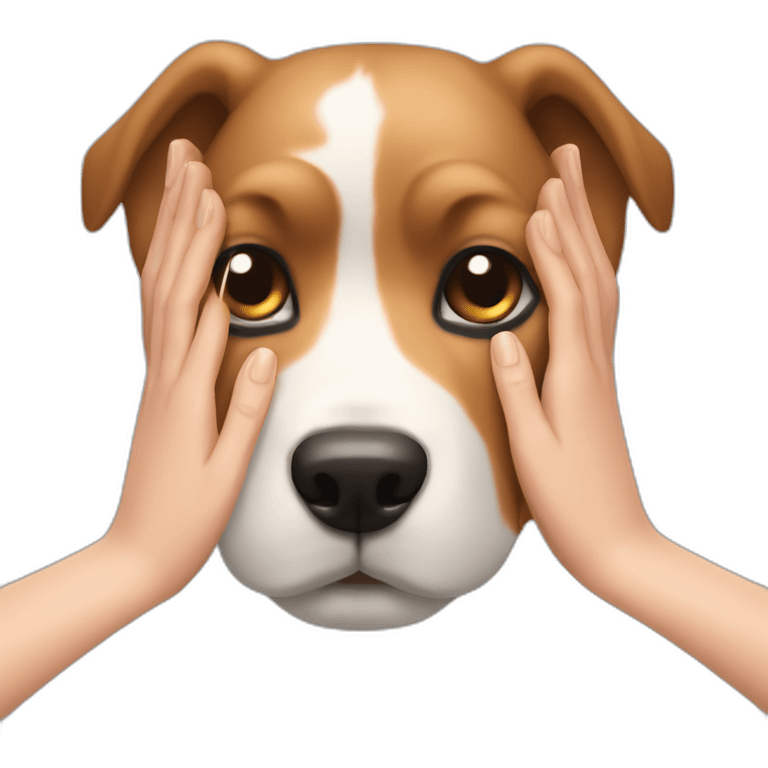 dog head massage with human hands emoji