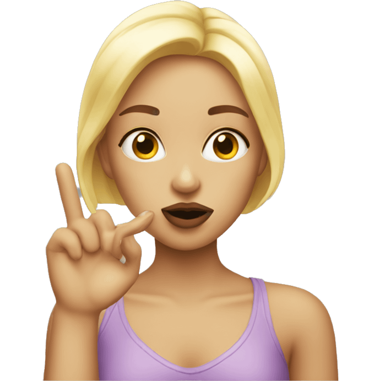 blonde girl blowing kiss emoji