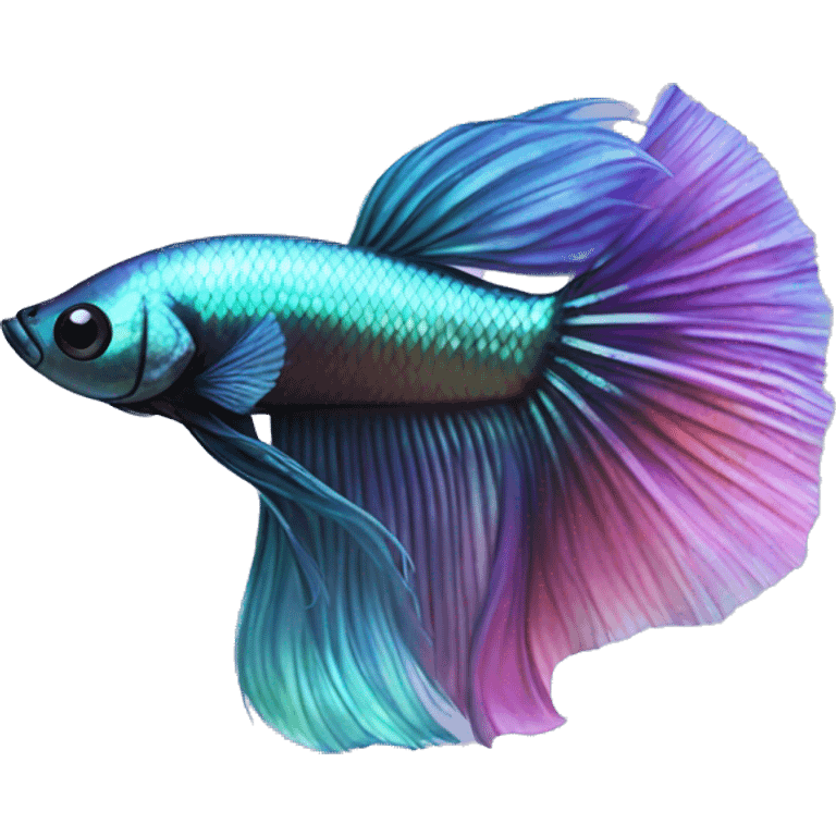 iridescent long fin betta with full tail emoji