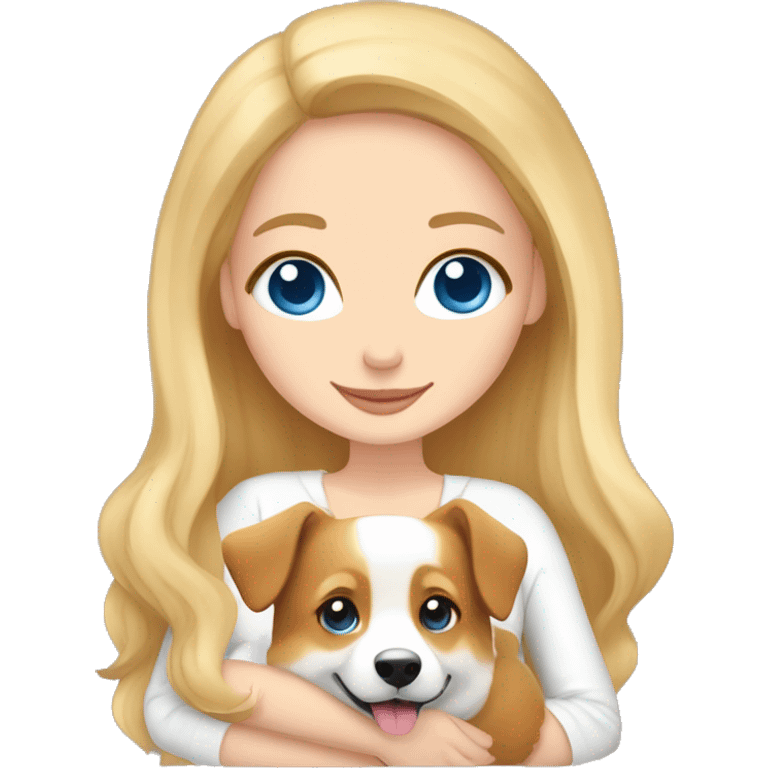 beautiful blonde girl blue eyes square hugging a pembroke welsh corgi happily emoji