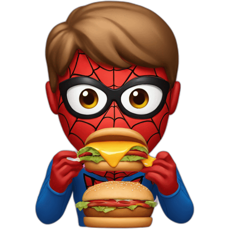 Spider man eating a Burger  emoji