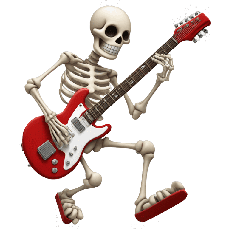 skeleton with a red and white eletric guitar emoji