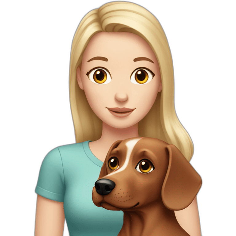 white girl with light eyes and her teckel dog emoji