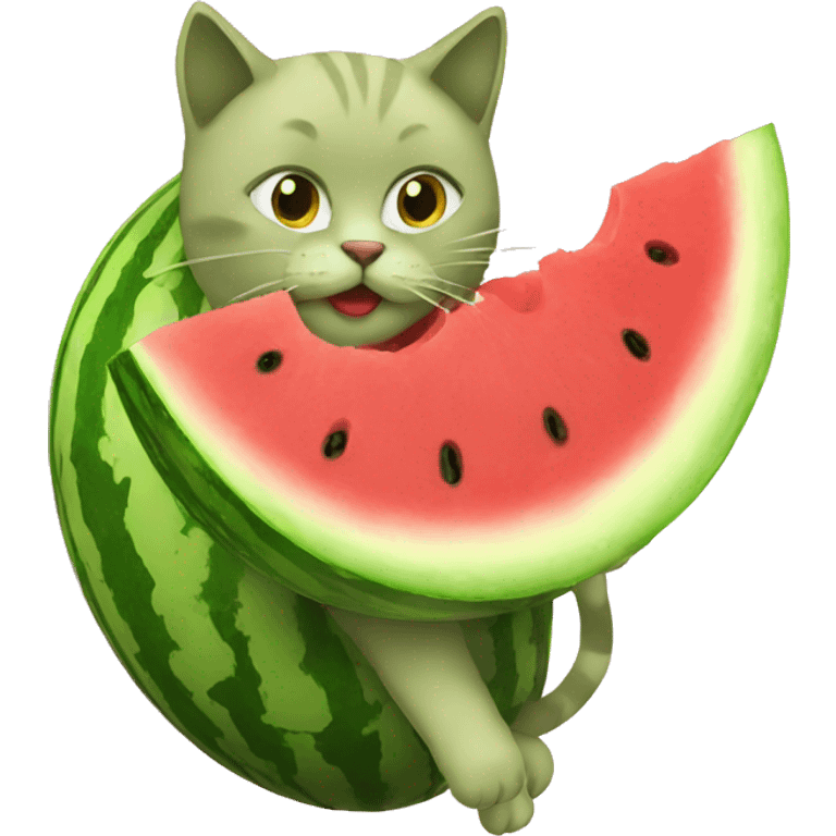 cat eating watermelon emoji