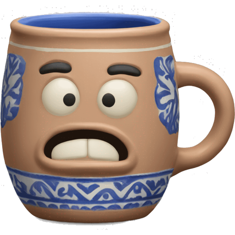 Realistic clay talavera mug isolated.  emoji