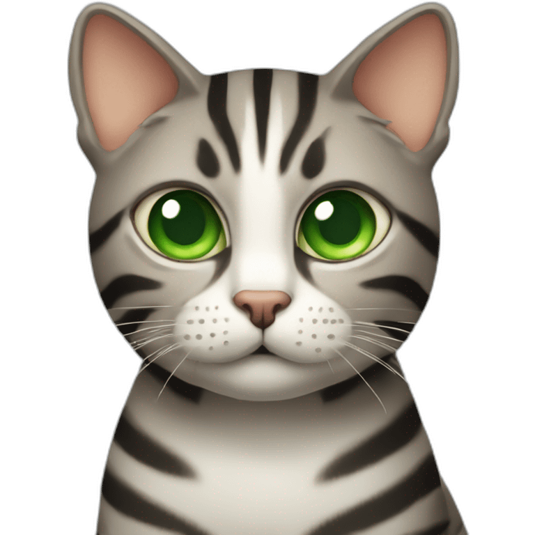 Striped cat with green eyes emoji