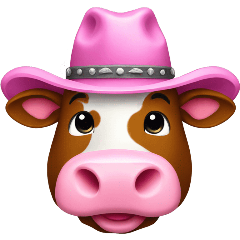 Pink cow with cowboy hat  emoji