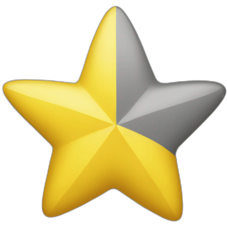 five-pointed star left half yellow and right half gray emoji