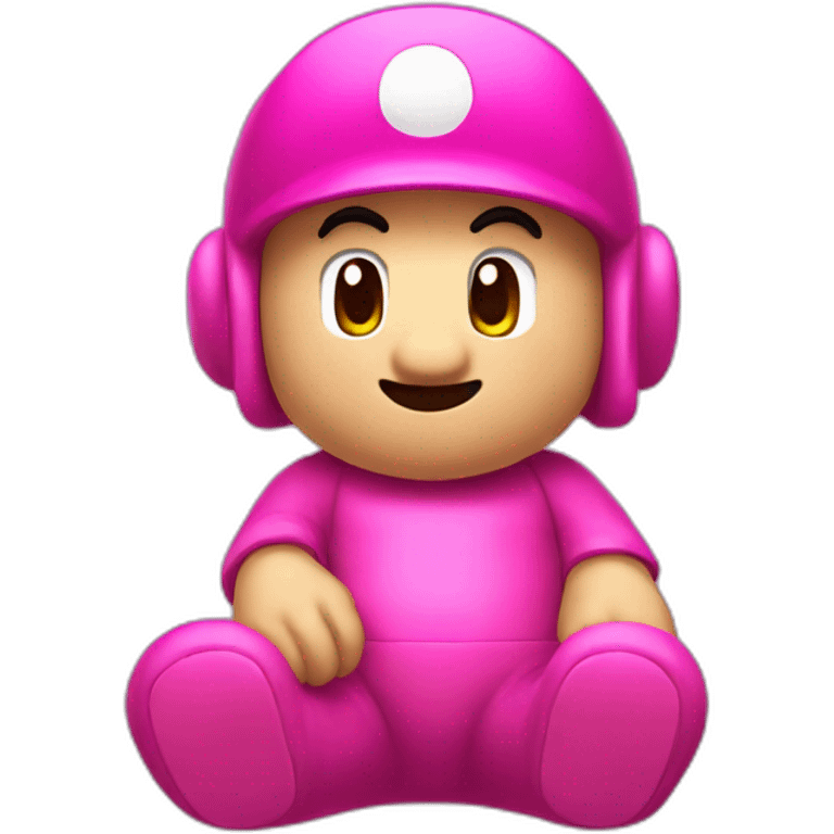 mario sitting with a pink teletubby emoji