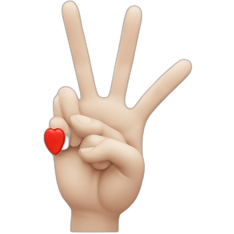 white 3d cartoon hand doing peace sign, a red string on the index finger emoji