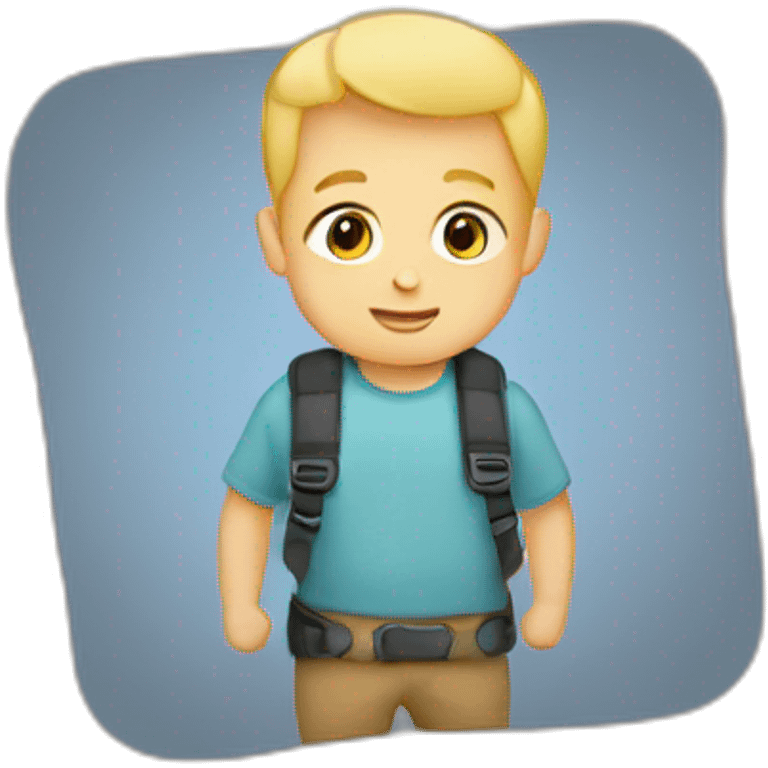 Blonde man wearing a baby inward facing in a baby carrier emoji