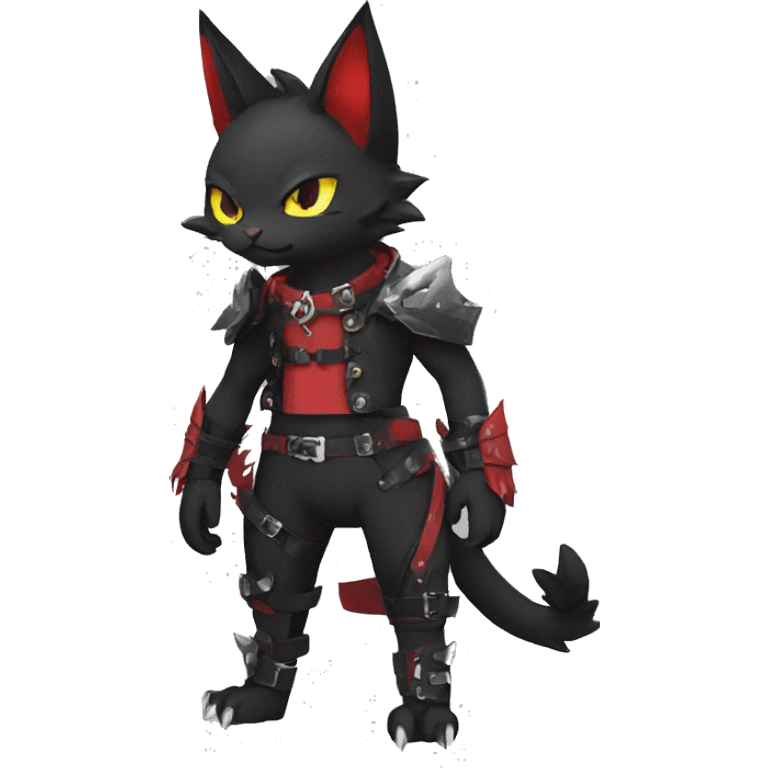 cool edgy cute black punk red fantasy nargacuga-bat-cat-Fakemon collar harness full body emoji