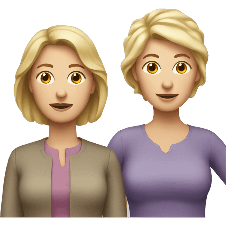 two middle-aged woman one with brown hair and one with blonde hair emoji