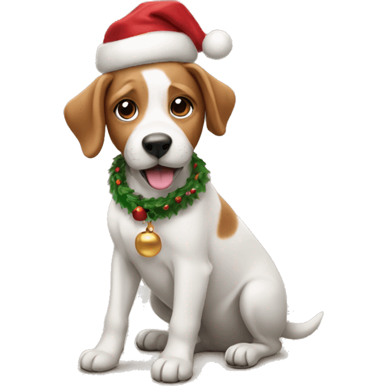 Dog with christmas emoji