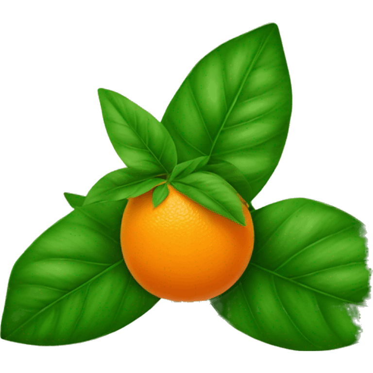 Orange with green leaf emoji