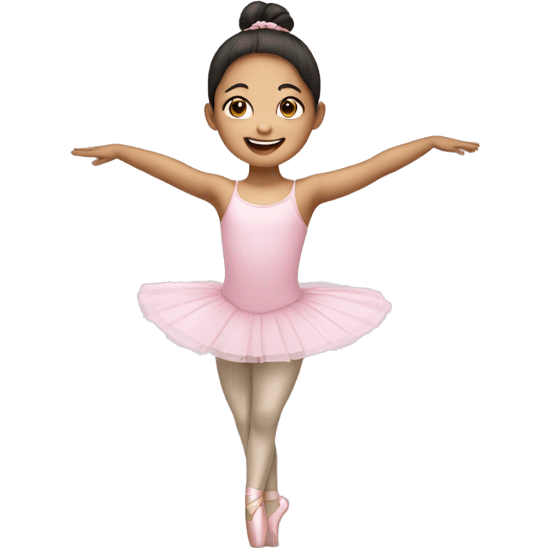 A 5-year old asian girl is happy in ballet suit   emoji