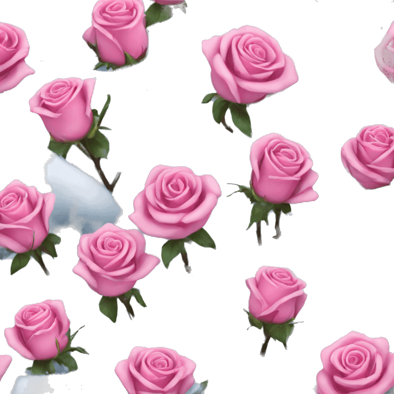 Pink roses in snow  emoji