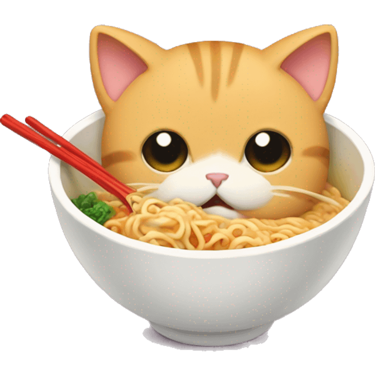 Cat eating ramen emoji