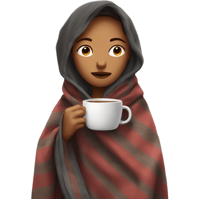 girl inside a blanket sipping coffee eyes closed emoji