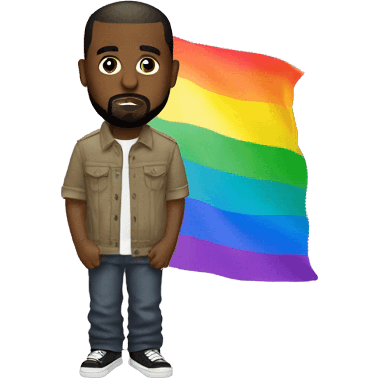 kanye west with a pride flag emoji