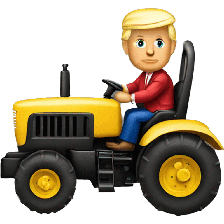 Donald Trump driving a tractor emoji